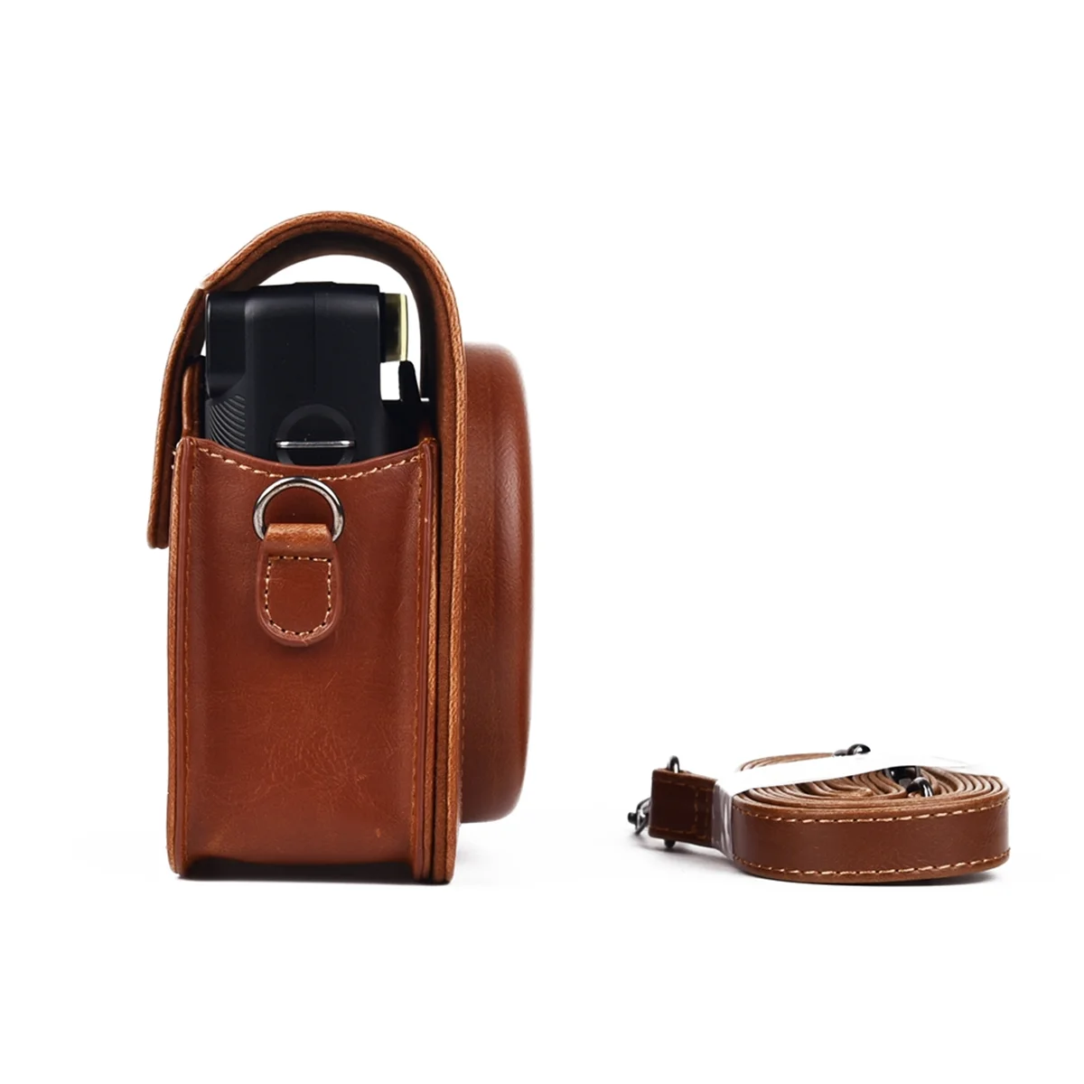 N36R_TM PU Leather Camera Bag with Strap Camera Case Brown