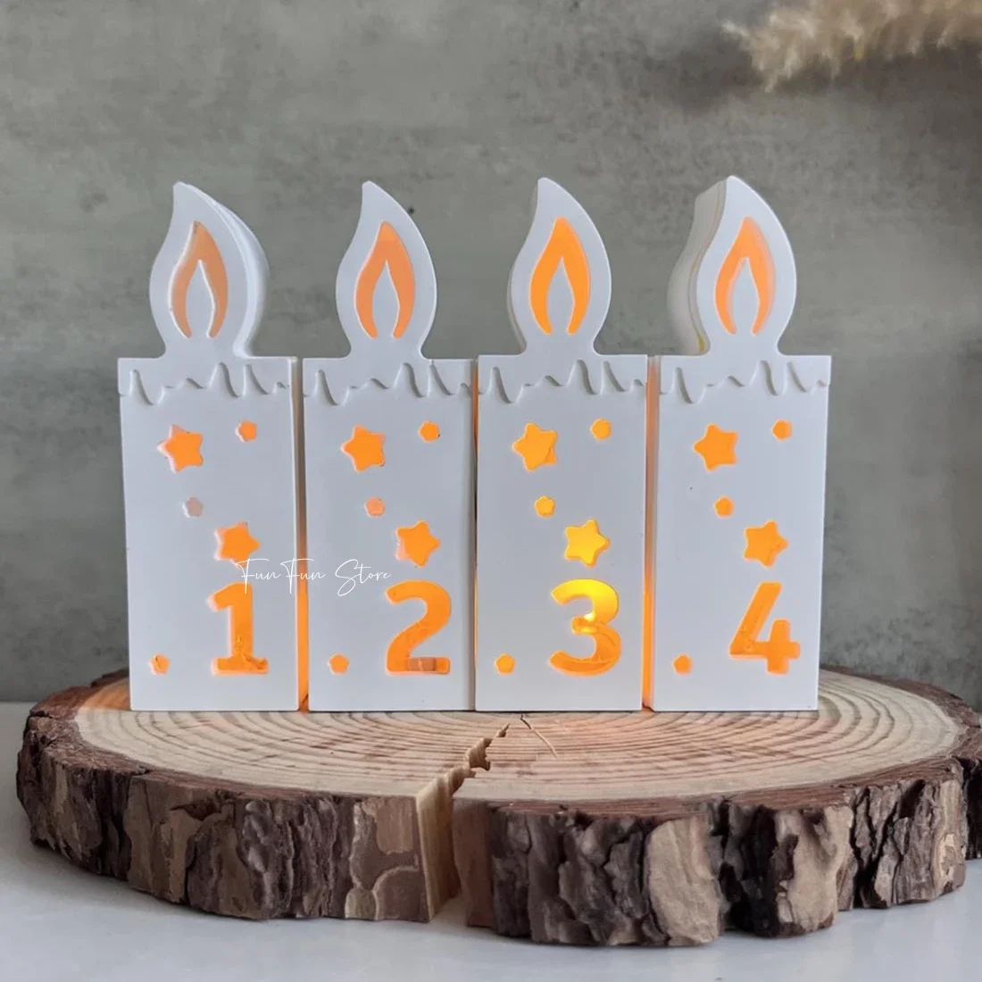 2Pcs 1234 Candle Atmosphere Lamp Silicone Mold Christmas Advent Star Digital Candle Shape Ornament Plaster Drop Glue Making Tool