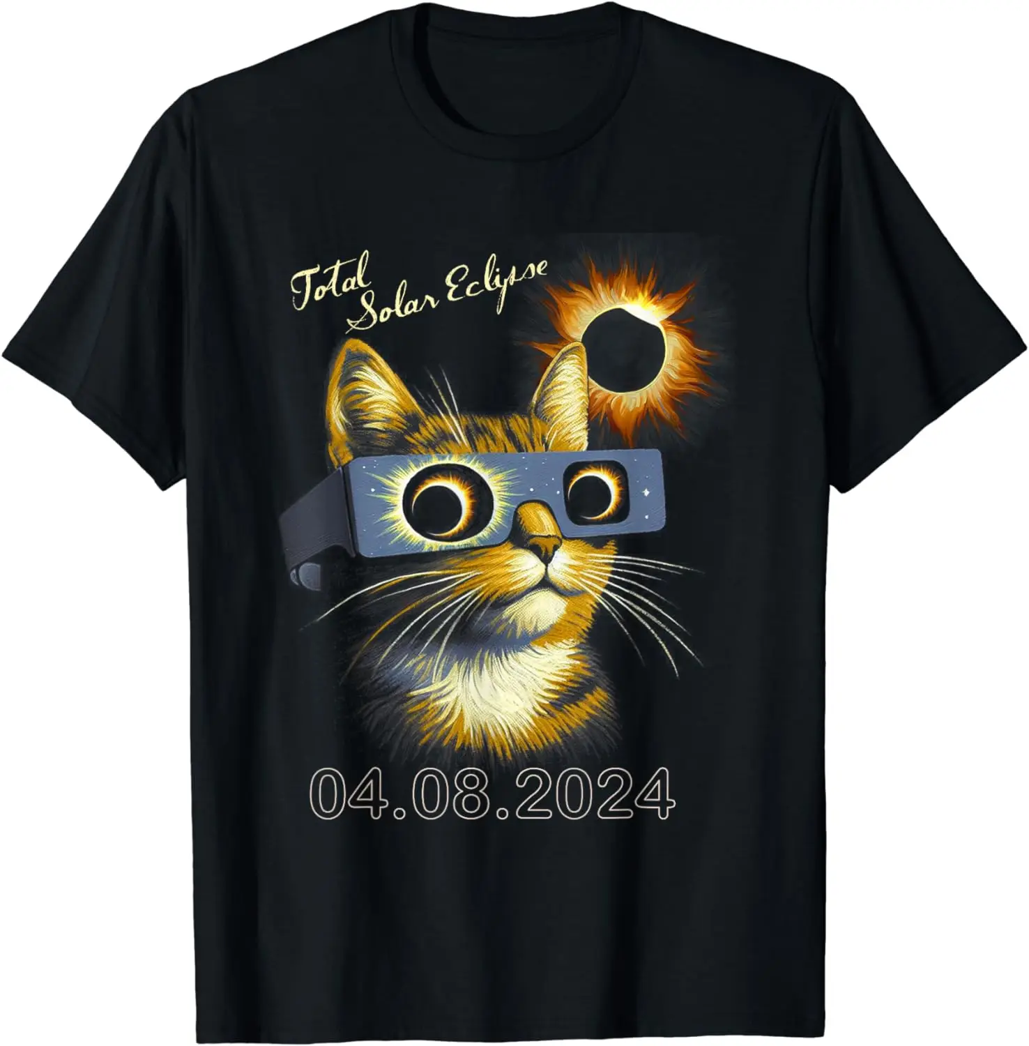 

Twice In A Lifetime Total Solar Eclipse 2024 Men Women Cat T-Shirt