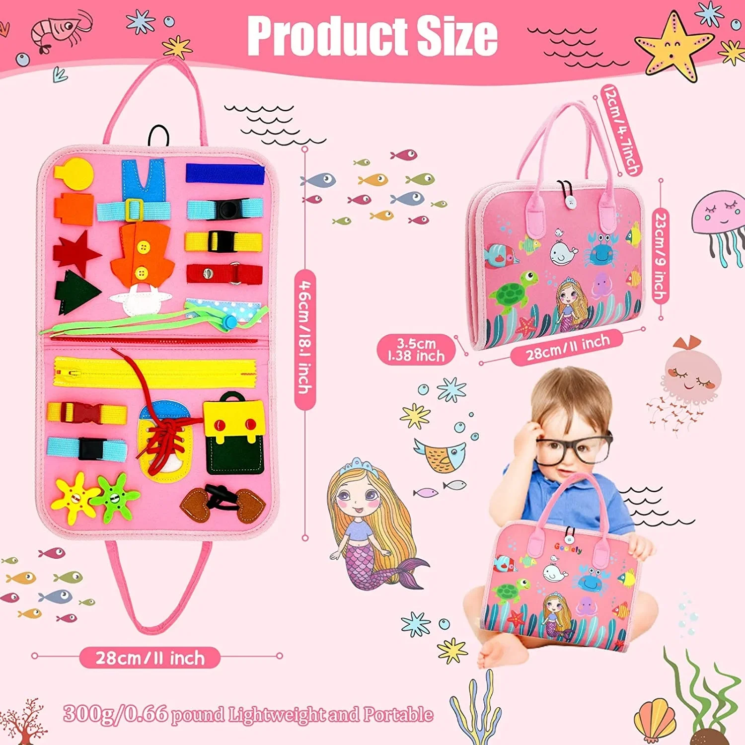 Montessori Toddler Busy Board,Autism Sensory Toys，Educational Activity Motor Skills Baby, Life Skills Learning Toys for Kids image 5