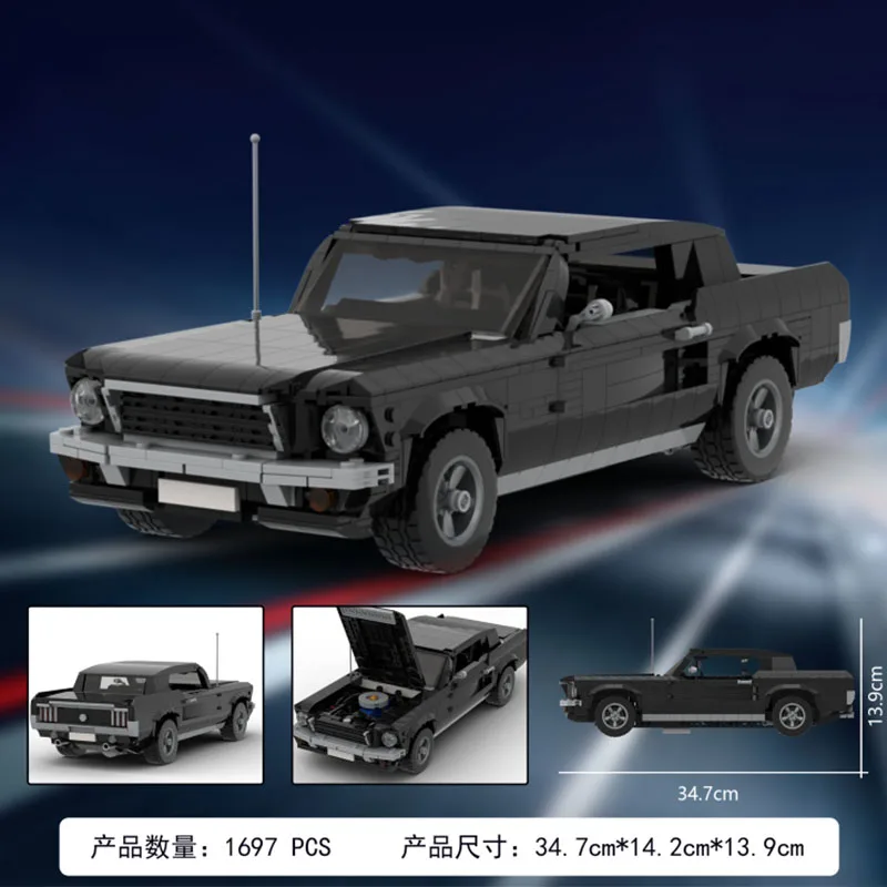 

Building Block MOC Toy Cars Sports Cars Racing Cars Boys Tech Car Toy Vehicle Model Gift 1697pcs Small Particle Assembly Educati