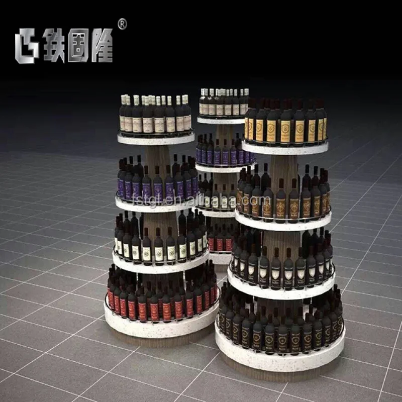 [Customized]Freestanding 4 tier wooden round display stand table shop furniture display rack