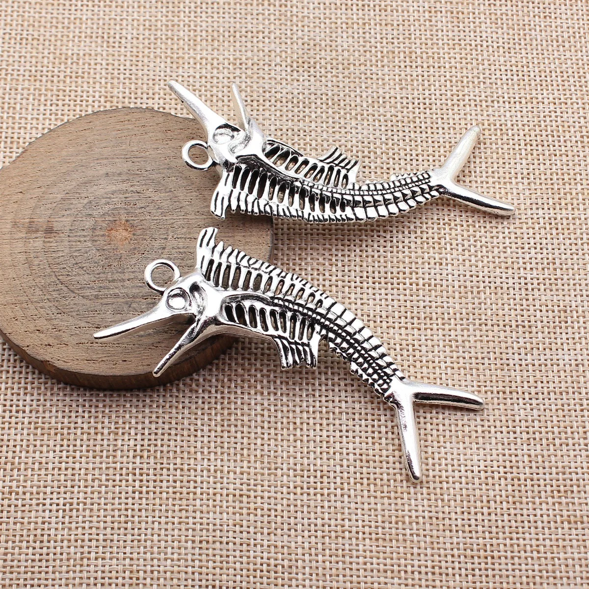 1pcs 81x34mm Antique Silver Color Marlin Fish Fishbone Pendant Handmade Jewelry Making Accessories