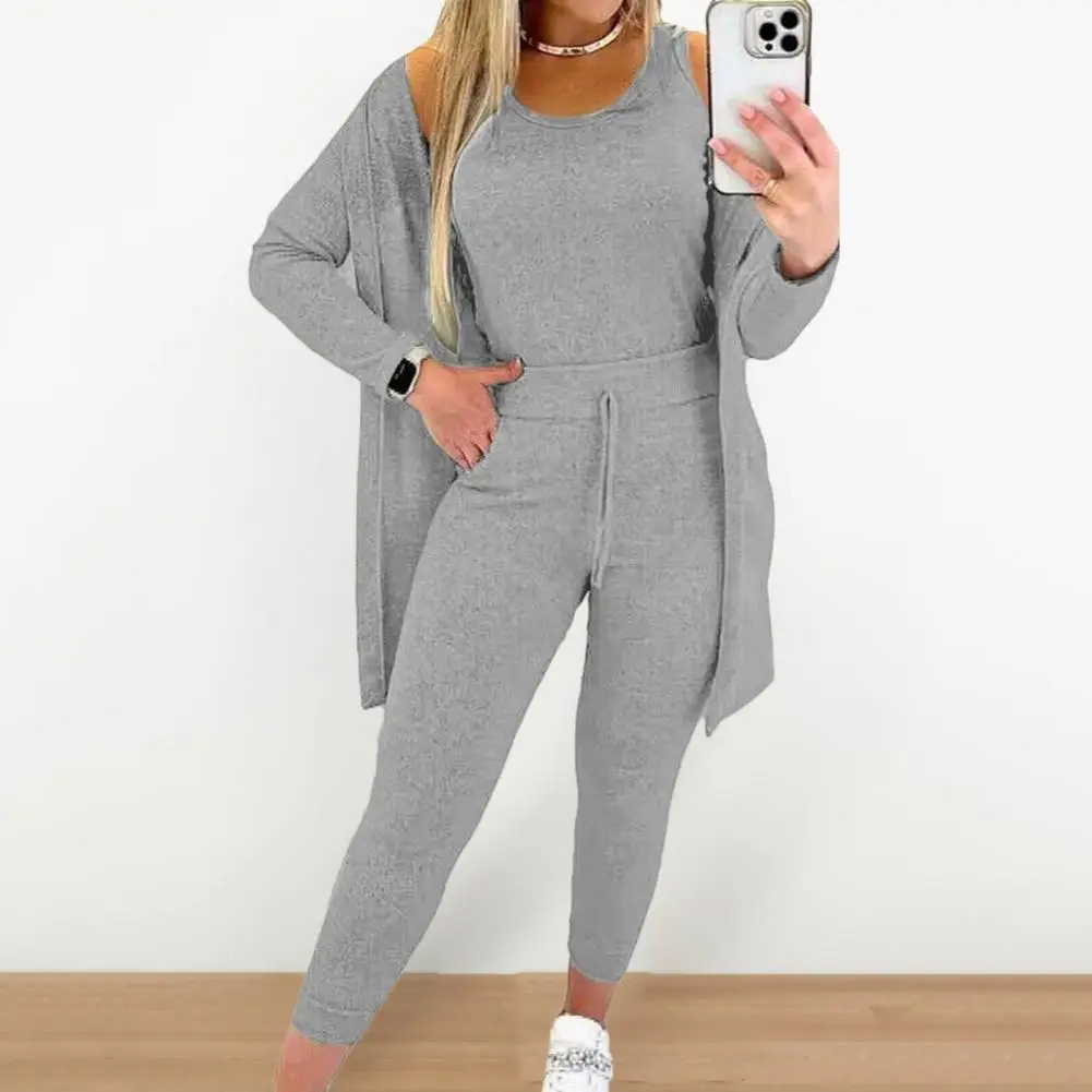 Slim-fit Vest Trousers Set Women Winter Tracksuit Versatile 3-piece Women\'s Tracksuit Stylish Vest Slim Pants for Fall/winter