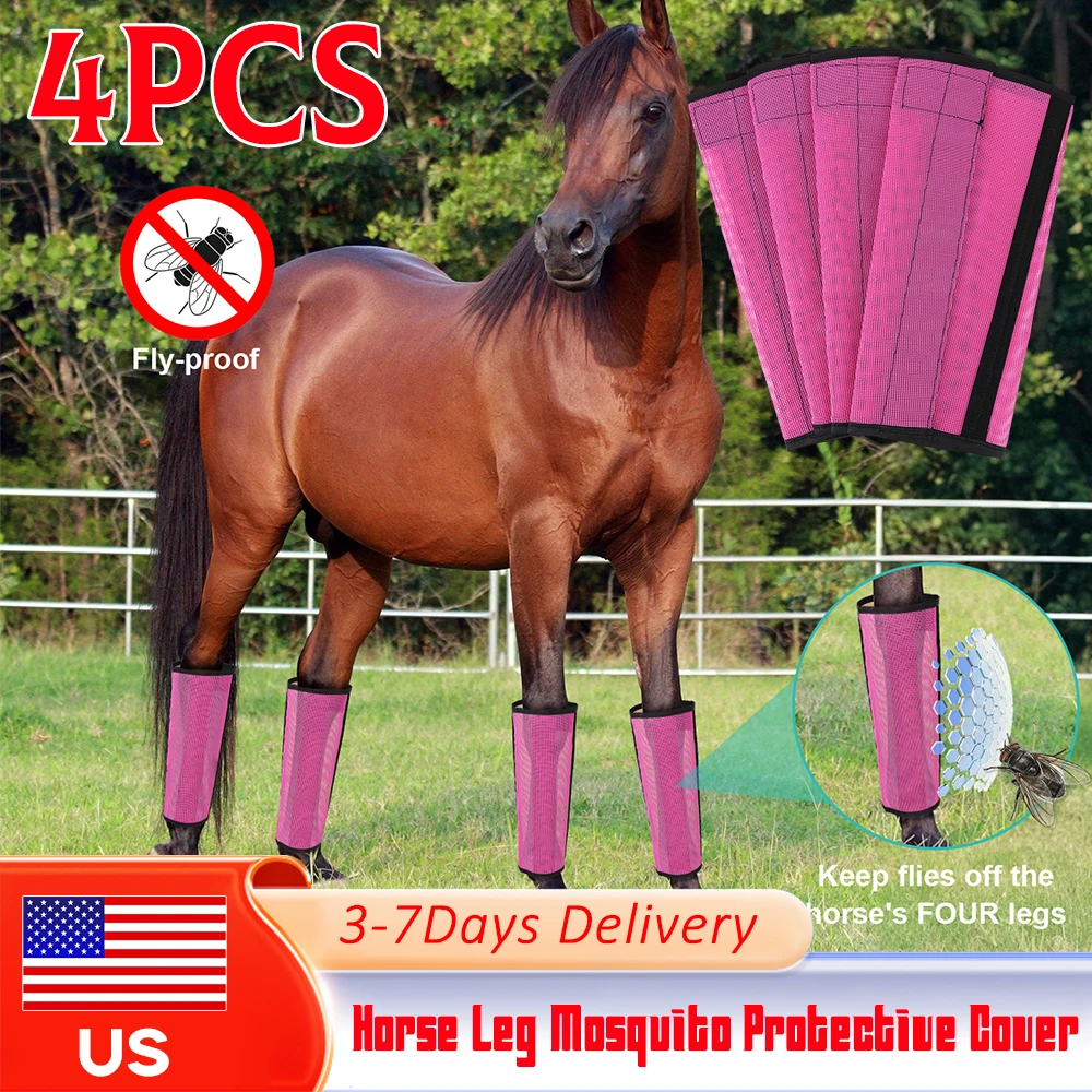 

Комплект из 4 защитных чехлов для ног лошади: дышащие сетчатые ботинки от комаров и мух, снижающие трещание ногами, легко надеваются, быстросохнущие