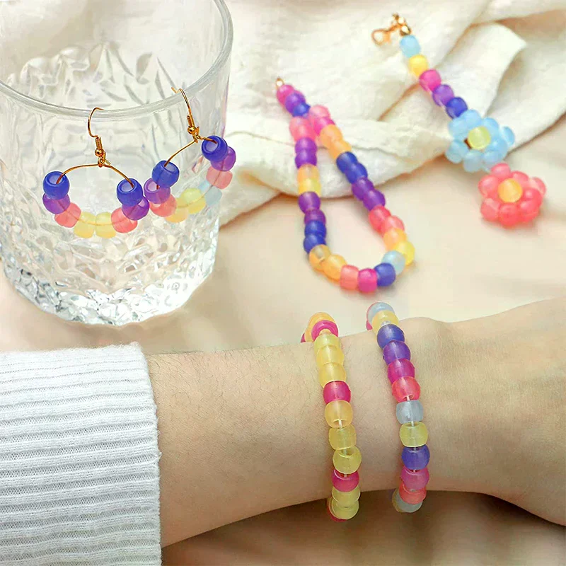100pcs Mixed-Color UV Reactive & Glow-In-The-Dark Beads, Luminous DIY Jewelry Making Supplies For Bracelets & Necklaces