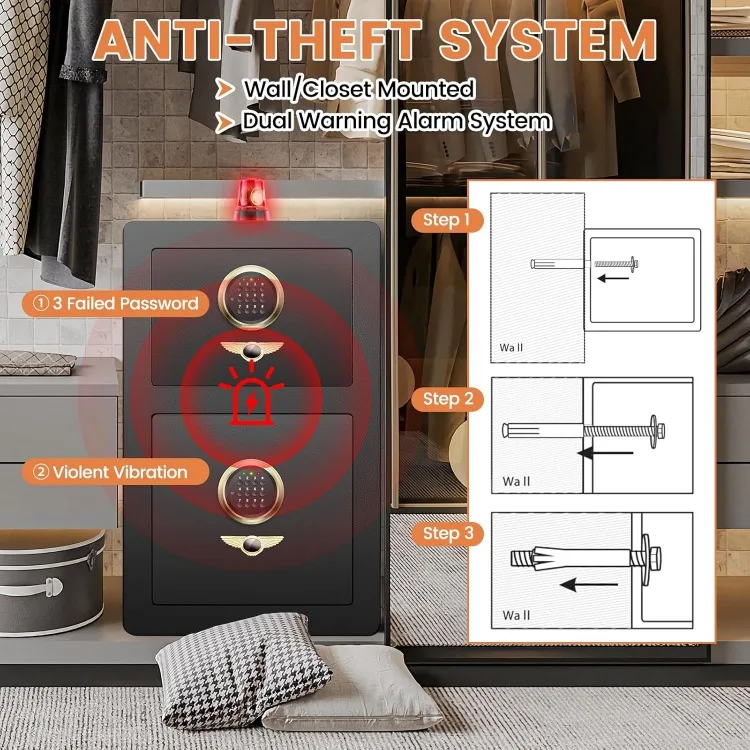 Impermeabile con doppie casseforti, cassette di sicurezza resistenti al fuoco per uso domestico con serratura a combinazione, cassaforte di sicurezza digitale