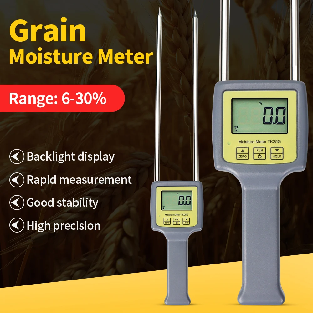 

TK100 Digital Moisture Meter Grain Moisture Water Content Tester for Waste Paper Rice Wheat Cotton Tobacco