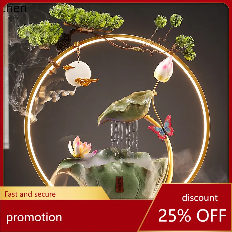 YFY Circulating Water Wealth-Attracting  Ceramic Lotus Decoration for Business Opening, Wealth Generation, and Gift Giving