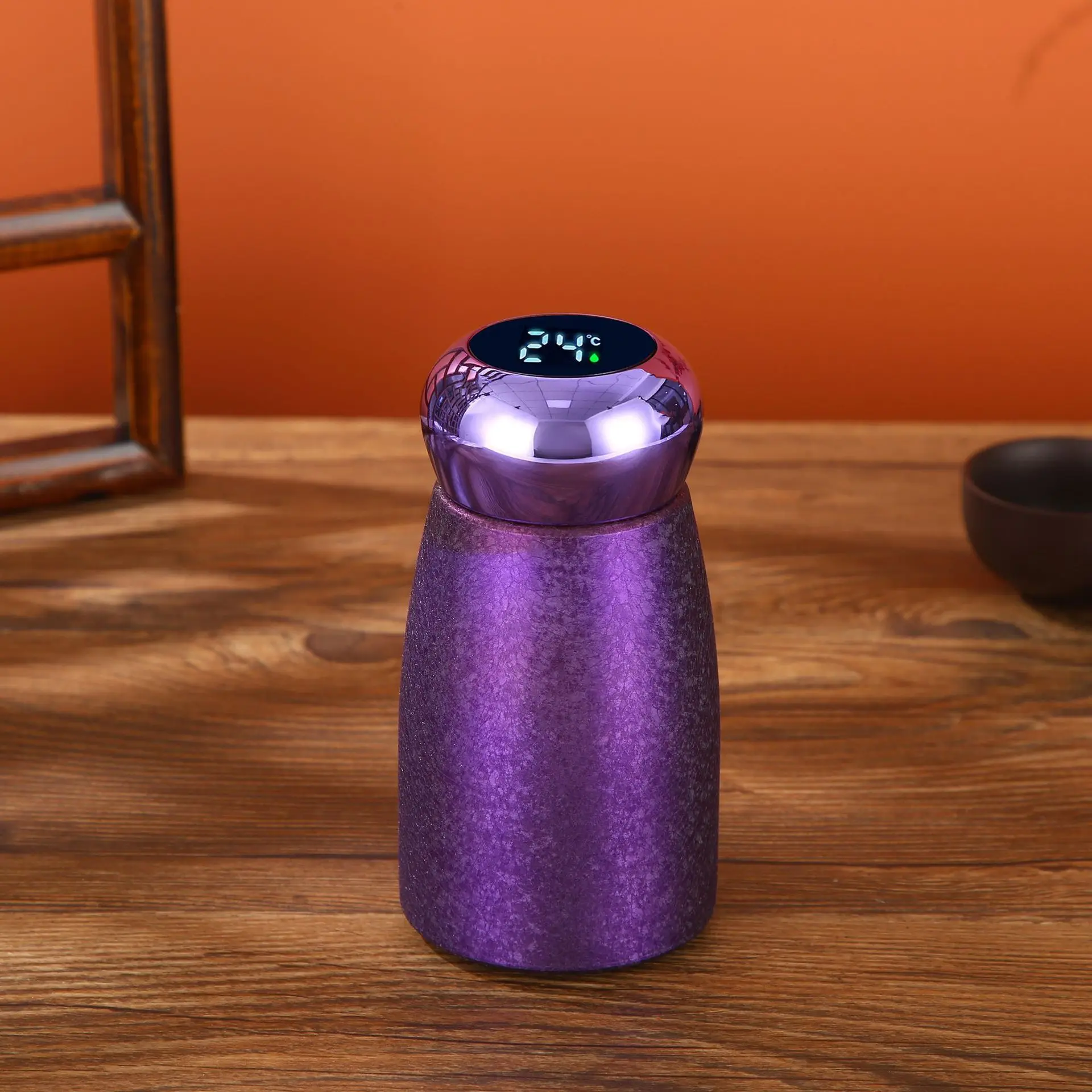 

280mL Mini Titanium Coated Liner Stainless Steel Thermos Cup Smart Temperature Display Mushroom Cup Luxury Portable Pocket Cup