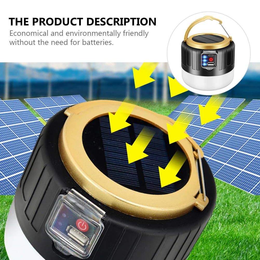Water Proof Solar LED Tent Light Rechargeable Batteries Camp Lights for Abs Emergency