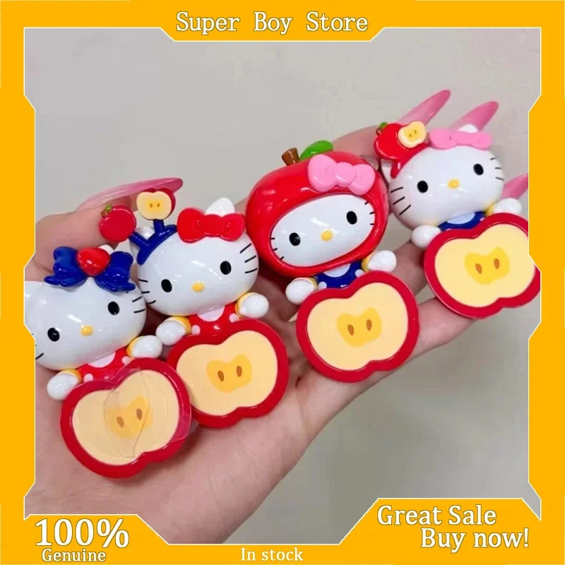 

Hello Kitty Apple Party New Series Sticker Hipper Cute Bean Blind Box Figures Collect Ornament Dolls Desktop Girl Birthday Gift