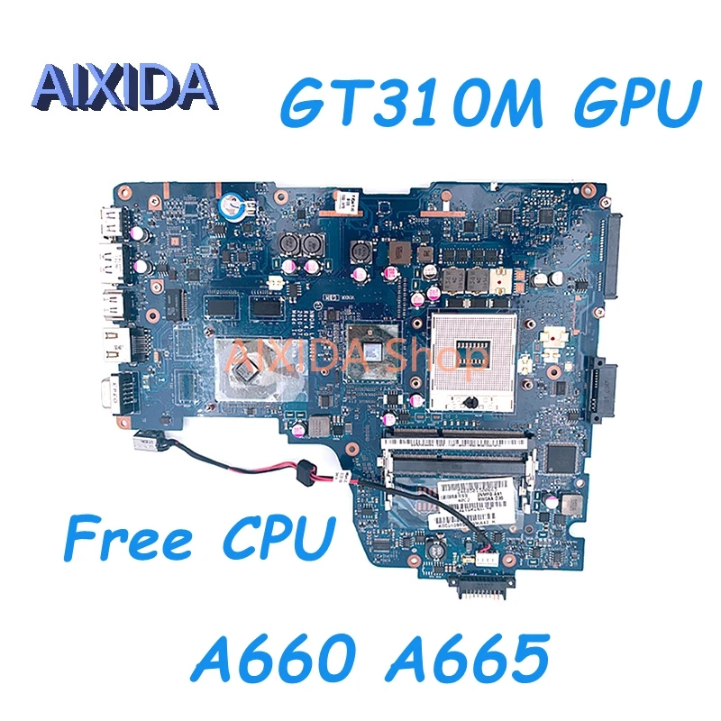 

AIXIDA K000109850 NWQAA LA-6062P Laptop Motherboard For Toshiba Satellite A660 A665 Main board HM55 DDR3 free CPU GT310M GPU