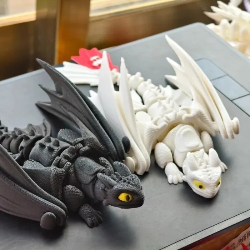 

Cartoon Black and White Dragon Toothless Anime Figure folding wings Desktop Model Ornaments Home Decoration Birthday Gifts Toy