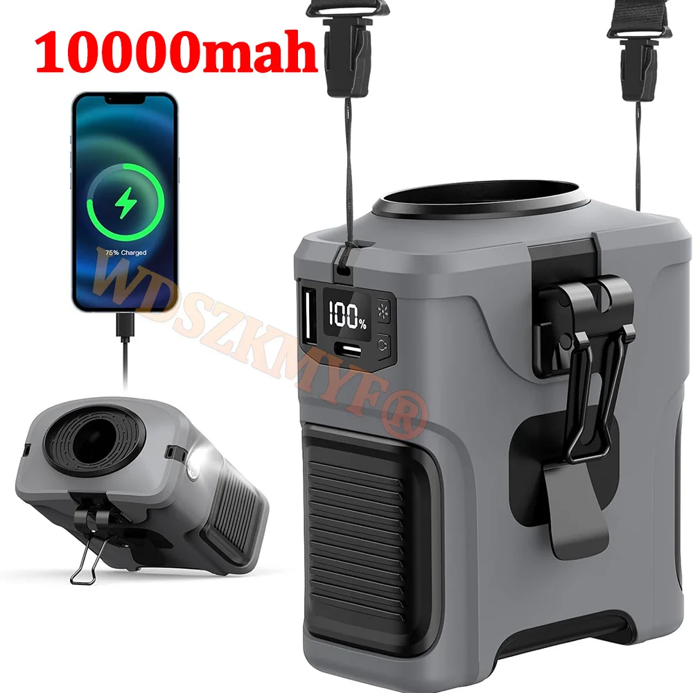 

Поясной вентилятор емкостью 10000 мАч, переносной поясной вентилятор, 5 скоростей и светильник, 40 часов, охлаждение без помощи рук для путешествий на открытом воздухе на рабочем месте, большой радиус действия для улицы