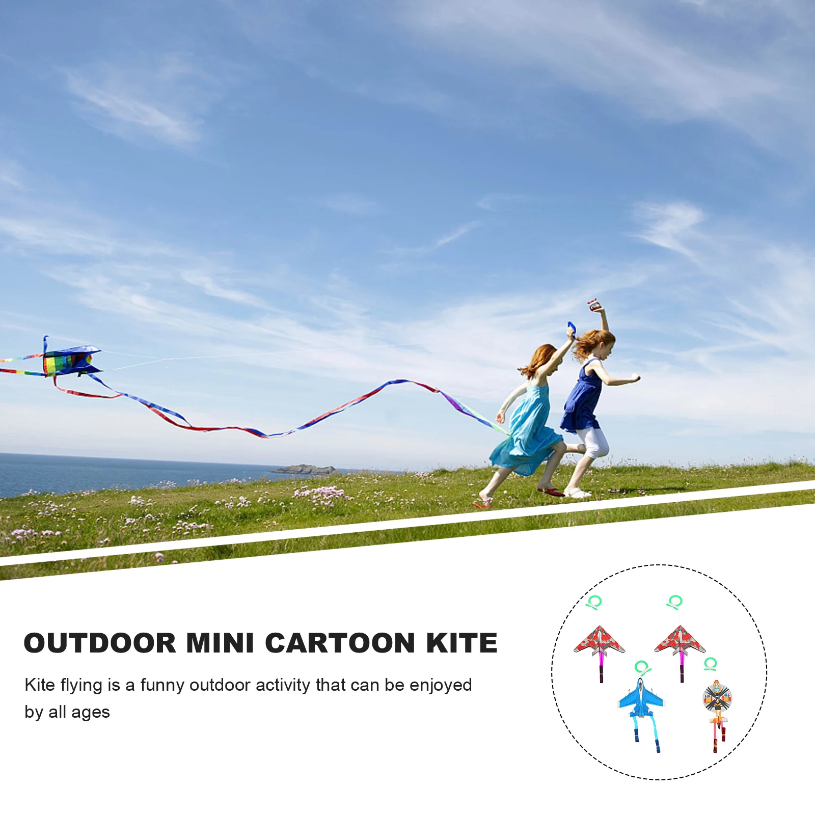 4 Pcs Mini Cartoon Kite Novel Toys Children Flying Kites Airplane Pocket Outdoor Plastic Portable Small