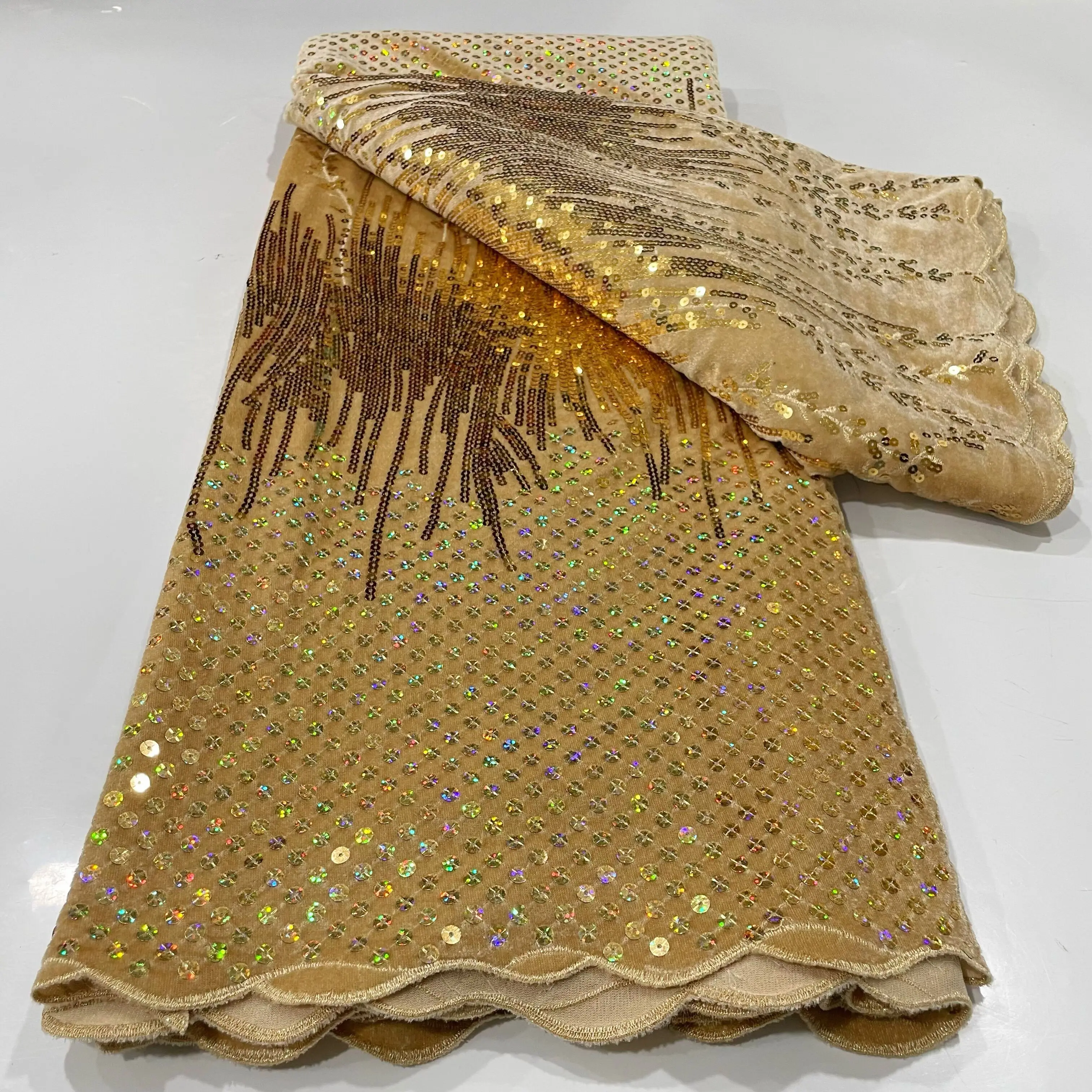 Tissu de dentelle de velours africain pour femmes, haute qualité, robe de soirée de luxe, broderie de paillettes, matériaux de dentelle NigWin,