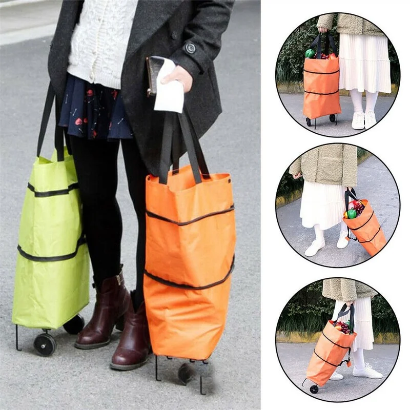 A Variety of Retractable Roller Fashion Portable Shopping Wheel Bag Foldable Back Shopping Bag Grocery Rack