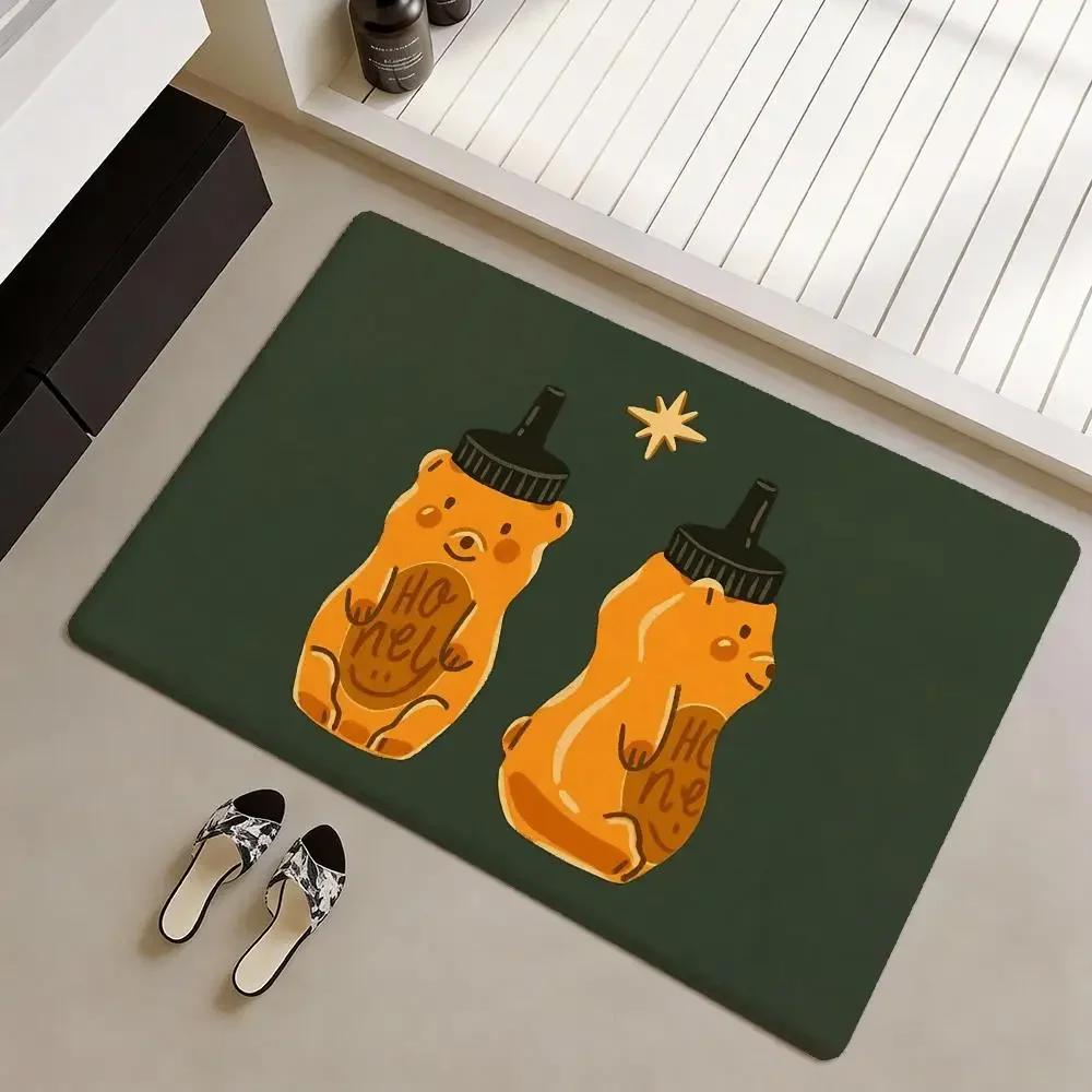 bear-shaped condiment bottle Floor Mat Soft Flannel Non-Slip Door Mat - Thickened Rug for Living Room Home Decor