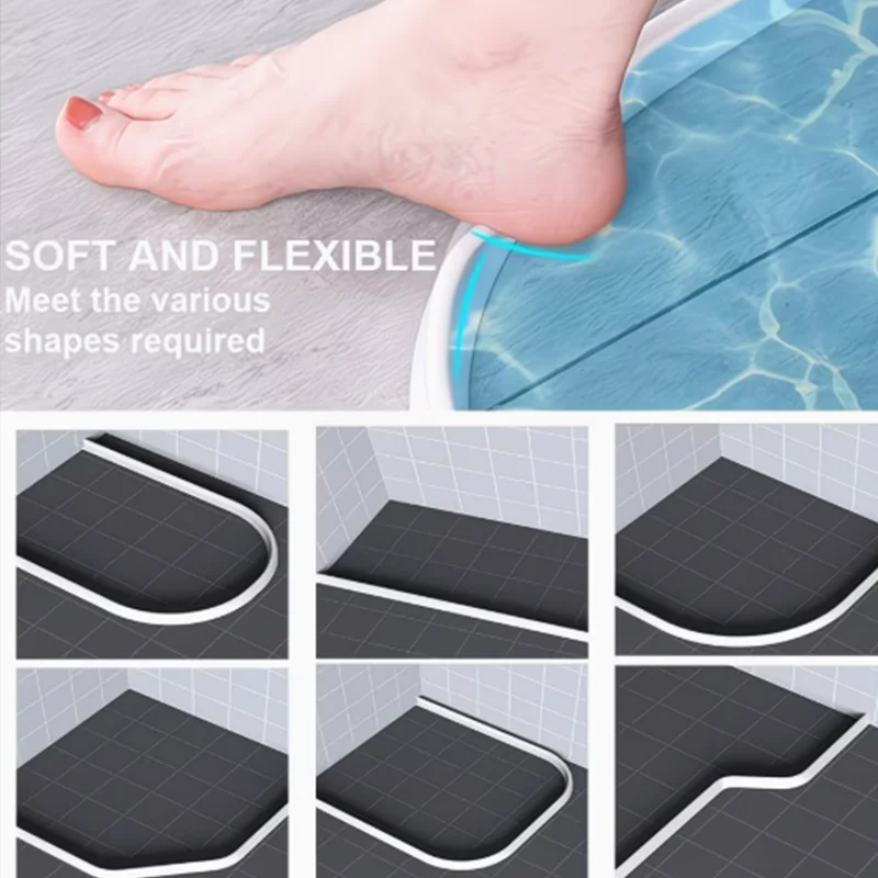 

Bendable S-Type Water Retaining Strip Self-Adhesive Shower Water Blocker for Bathroom Kitchen Floor Waterproof Dam