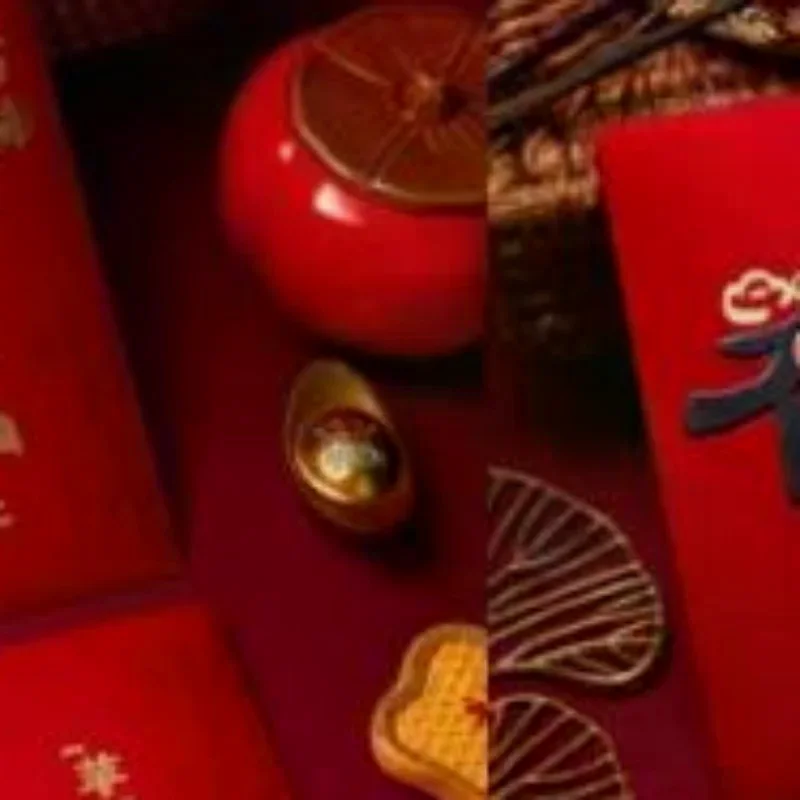 

6 Pcs Chinese New Year Red Envelope Best Wishes Chinese Style Hot Stamping Bronzing Red Pocket Wedding Party Decorations