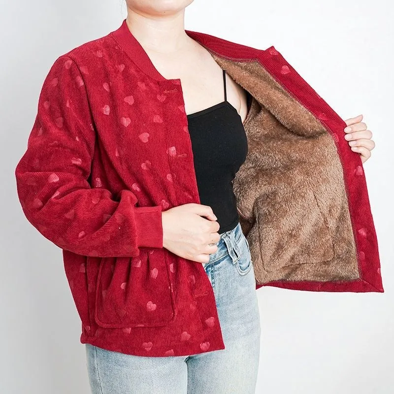 Women's Clothing Autumn Winter Fleece Lining Thickened Cotton Coat Warm Retro OuterwearCasual Versatile Parkas Winter Jackets