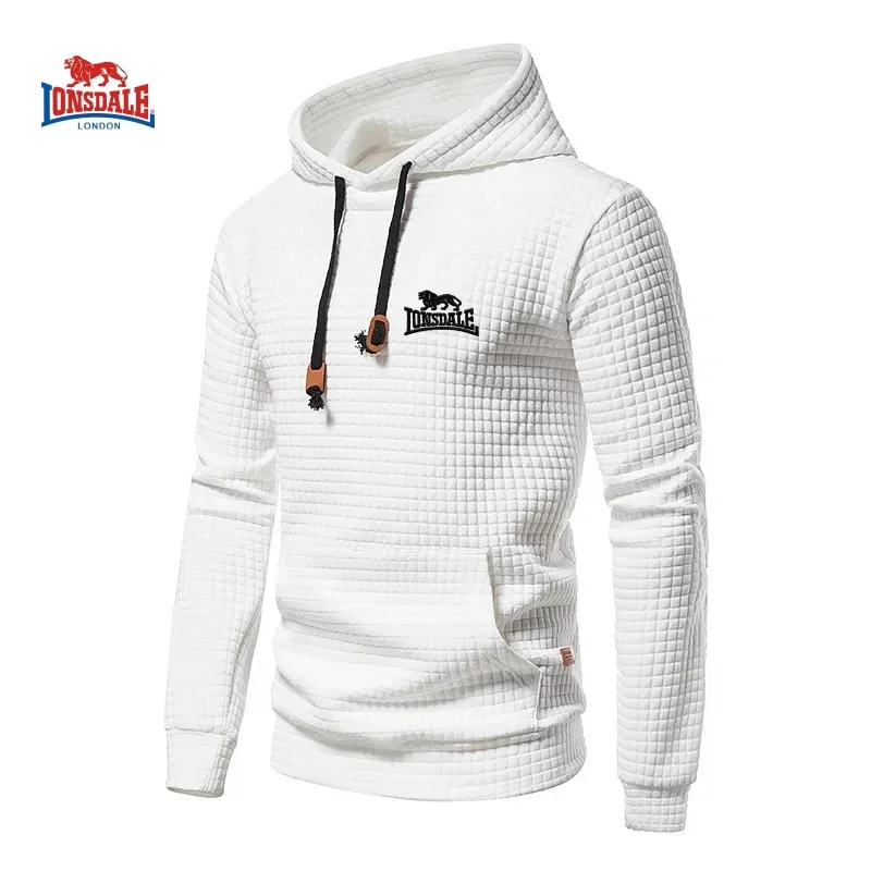 Autumn and Winter Men's Embroidered Pure Cotton Checkered Hoodie New Fashionable Casual Outdoor Windproof Sports Top