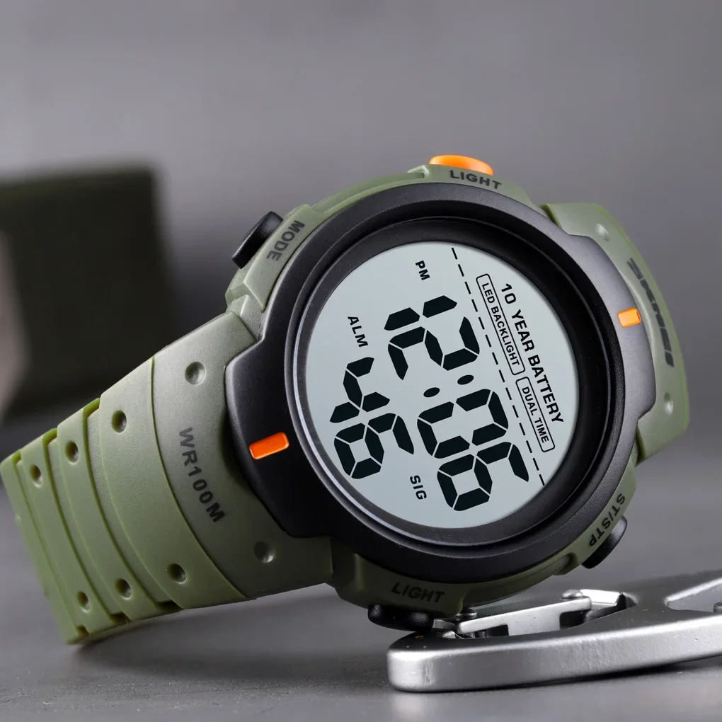 SKMEI-reloj deportivo para hombre, cronógrafo Digital con alarma y batería de 10 años, 1560 M, resistente al agua, 100