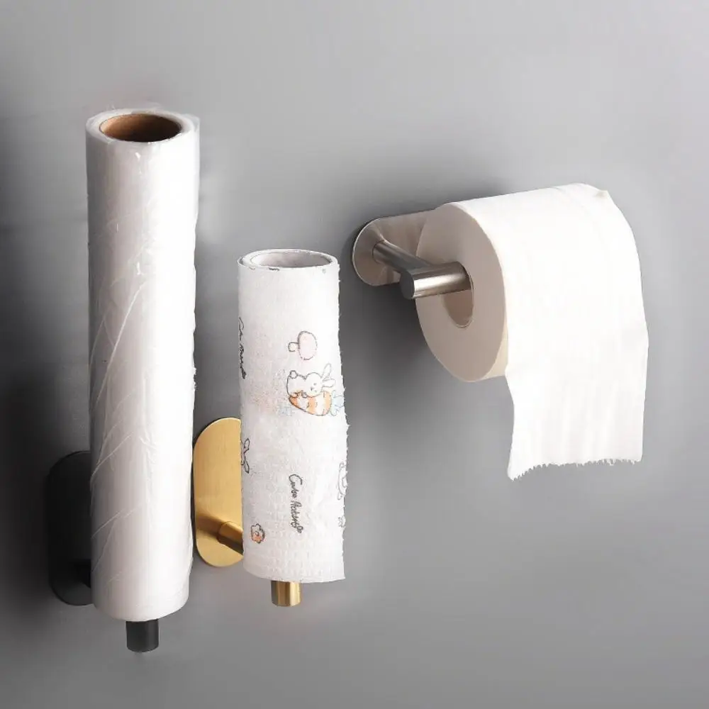 Adhesive Toilet Paper Holder Kitchen Roll Towel Rack Napkin Dispenser Absorbent Stand Tissue Hanger Bathroom Accessories