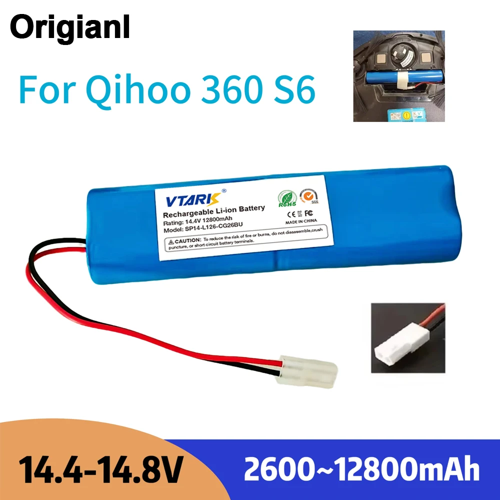 NEW 14.8V 12800mAh Battery Pack for Qihoo 360 S6 Robotic Vacuum Cleaner Spare Parts Accessories Replacement Batteries.