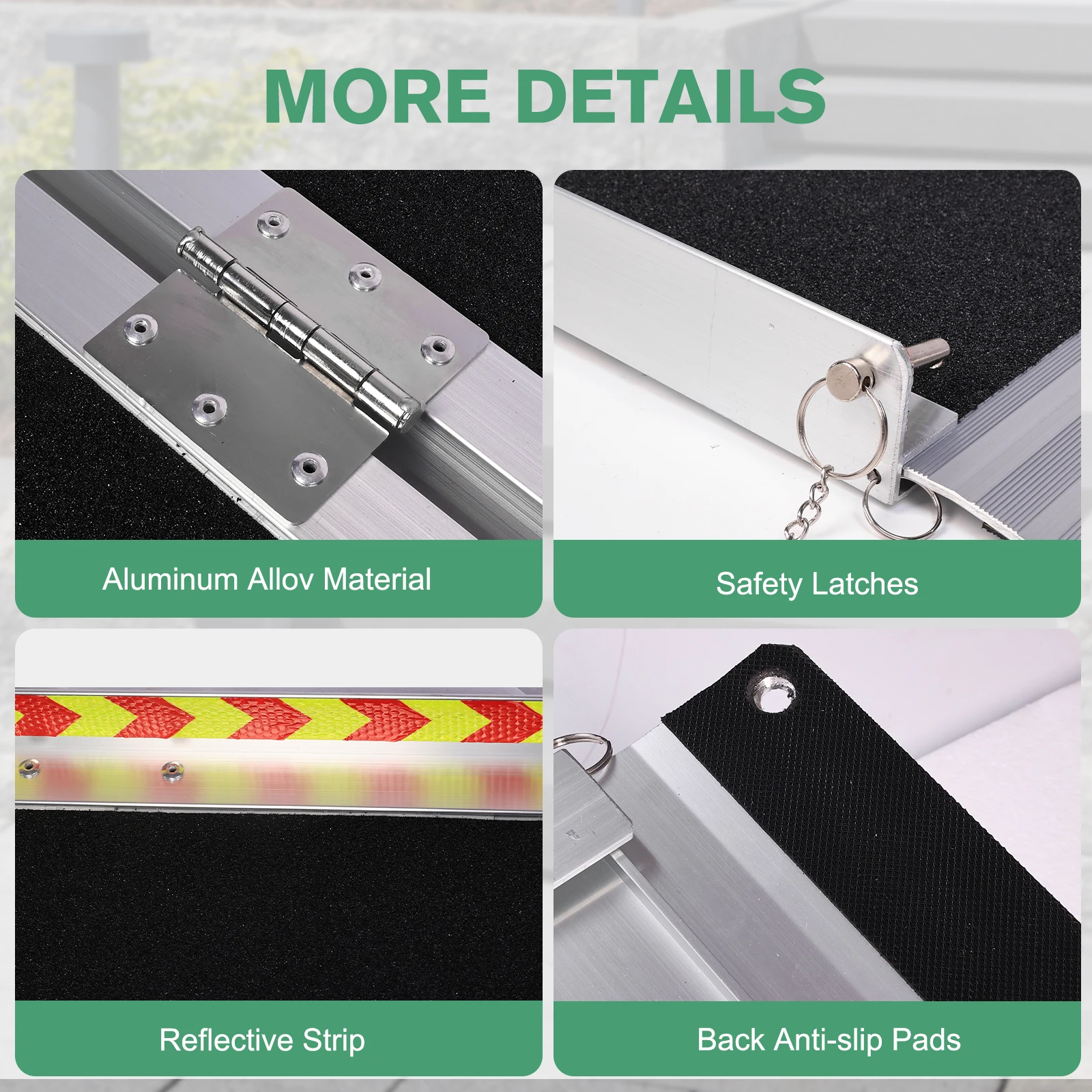 

Portable Wheelchair Ramp Folding Non-Slip Aluminum Door Threshold Wheelchair Ramp Threshold Ramp for Home Steps Stairs Doorways