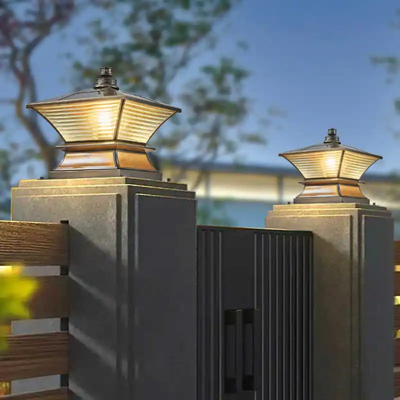 European all-copper solar power connection dual-purpose stigma lamp, villa wall
