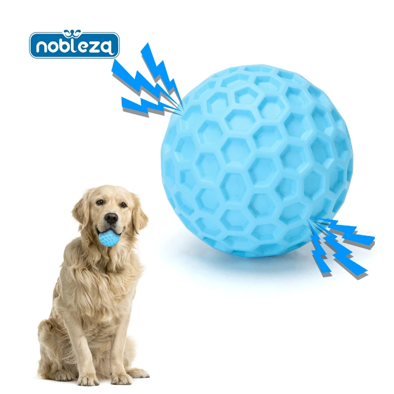 Nobleza Pelota Perros con Sonido,  Pelota de Juguete para Perros Interactivo, Indestructible Squeak Juguetes para Perro, Pelota Fun para Masticar Jugar Entrenamiento, Bolas de Caucho Natural, Ø 8cm