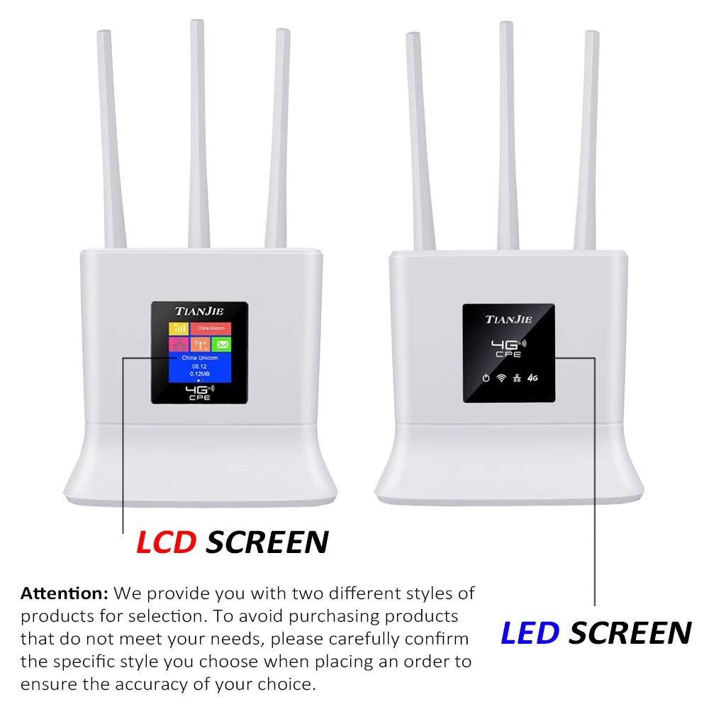 TIANJIE CPE906 4G LTE WiFi Router 300Mbps Unique 3-Antenna Design for Ultra-Stable Signal SIM Card Slot WiFi Booster/Extender ﻿