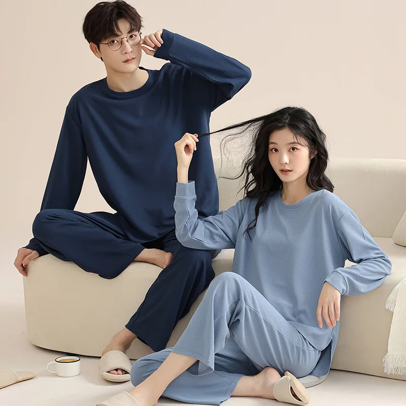 Ensemble de pyjama en coton à manches longues pour couple, pull, pantalon, vêtements de détente, vêtements Kawaii, vêtements de nuit coréens