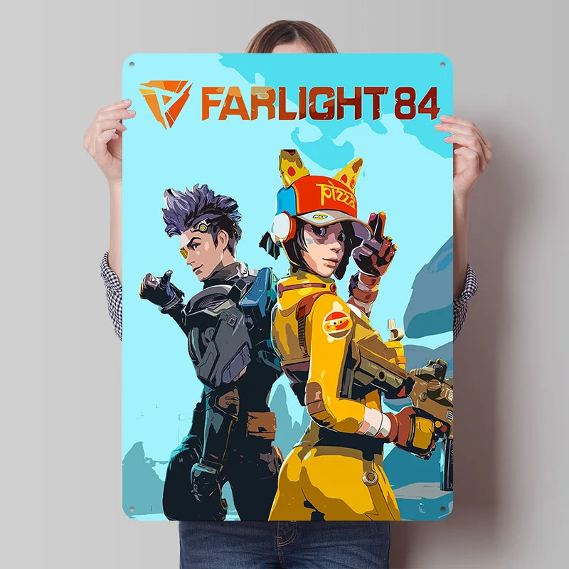 Farlight 84 Spielcharaktere Blechschild Poster Individualisierte Wandkunst Retro Vintage Metallschilder für Gamer Mancave Dekoration Gaming