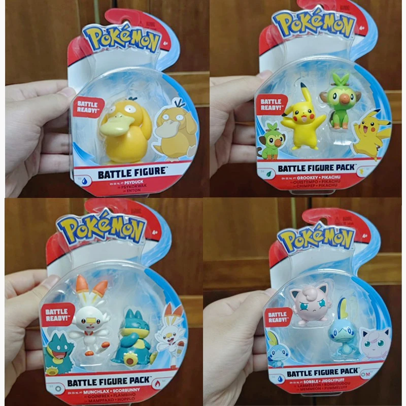 Anime Pokemon Haunter Sobble Jigglypuff Psyduck Grookey Pikachu Munchlax Scorbunny WCT figura de batalla juguete colección regalos