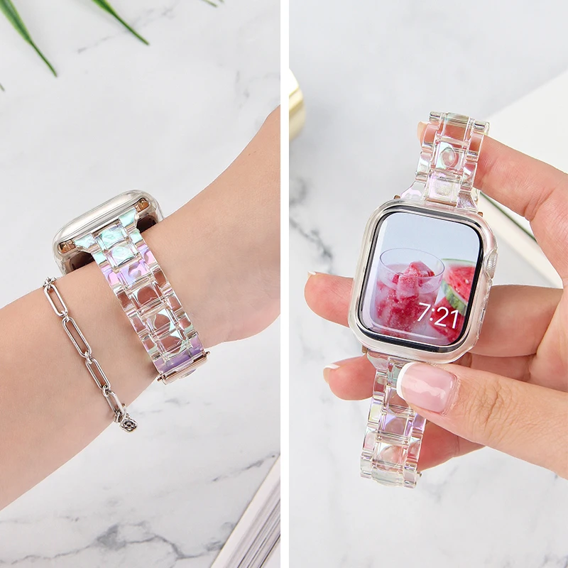 Transparentes Armband für Apple Watch 44mm 45 46 49 38 40 41 42mm Buntes Armband für iWatch Series 12 11 10 9 8 7 6 5 4 SE – Detail 33