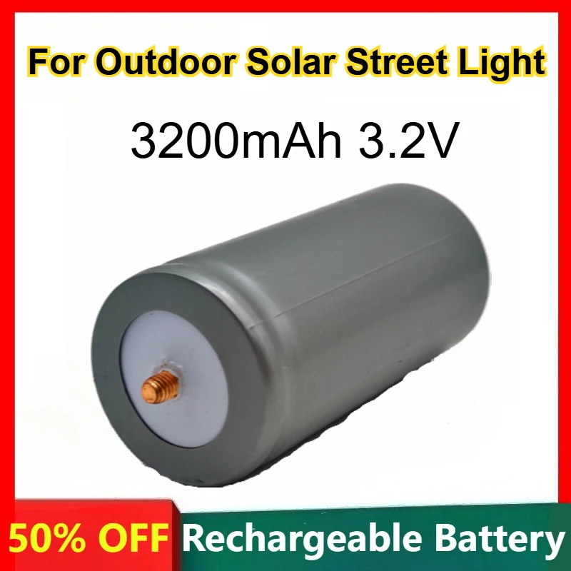 

32650 LiFePO4 Rechargeable Battery 3.2V 3500mAh Large Capacity for Outdoor Solar Street Light Power Batteries with Screw