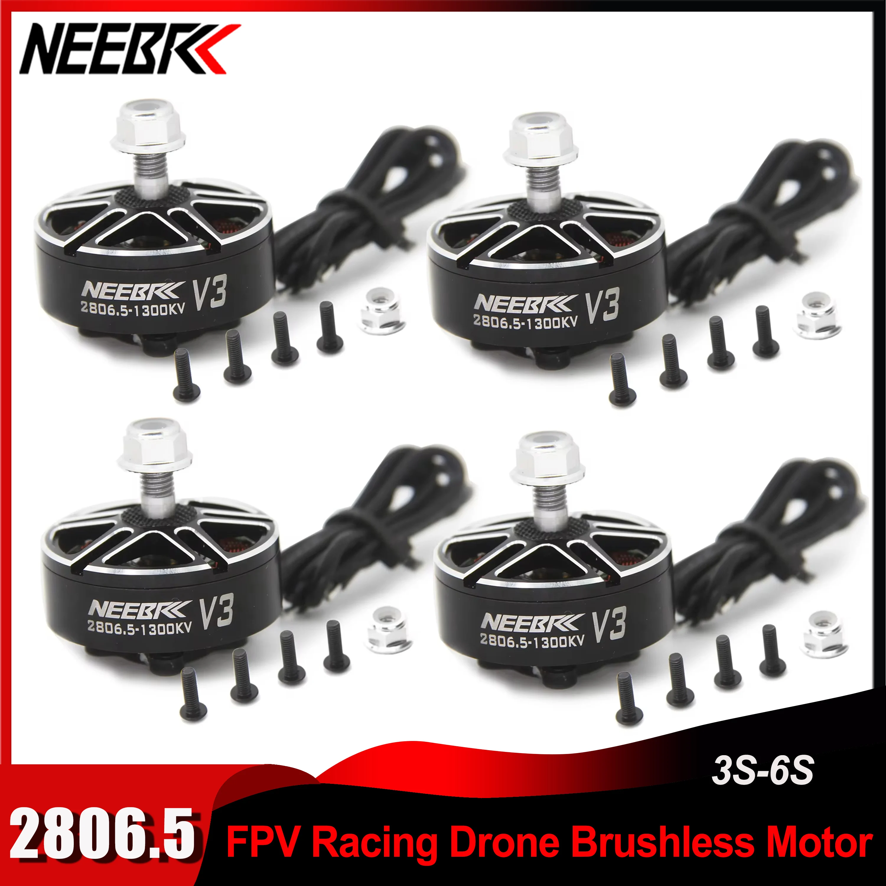 

NEEBRC 2806.5 2807 1300KV V3 Brushless 3-6S Long Range FPV Motor for 7/8/10 inch RC Plane FPV Racing Drone Freestyle Fixed Wing