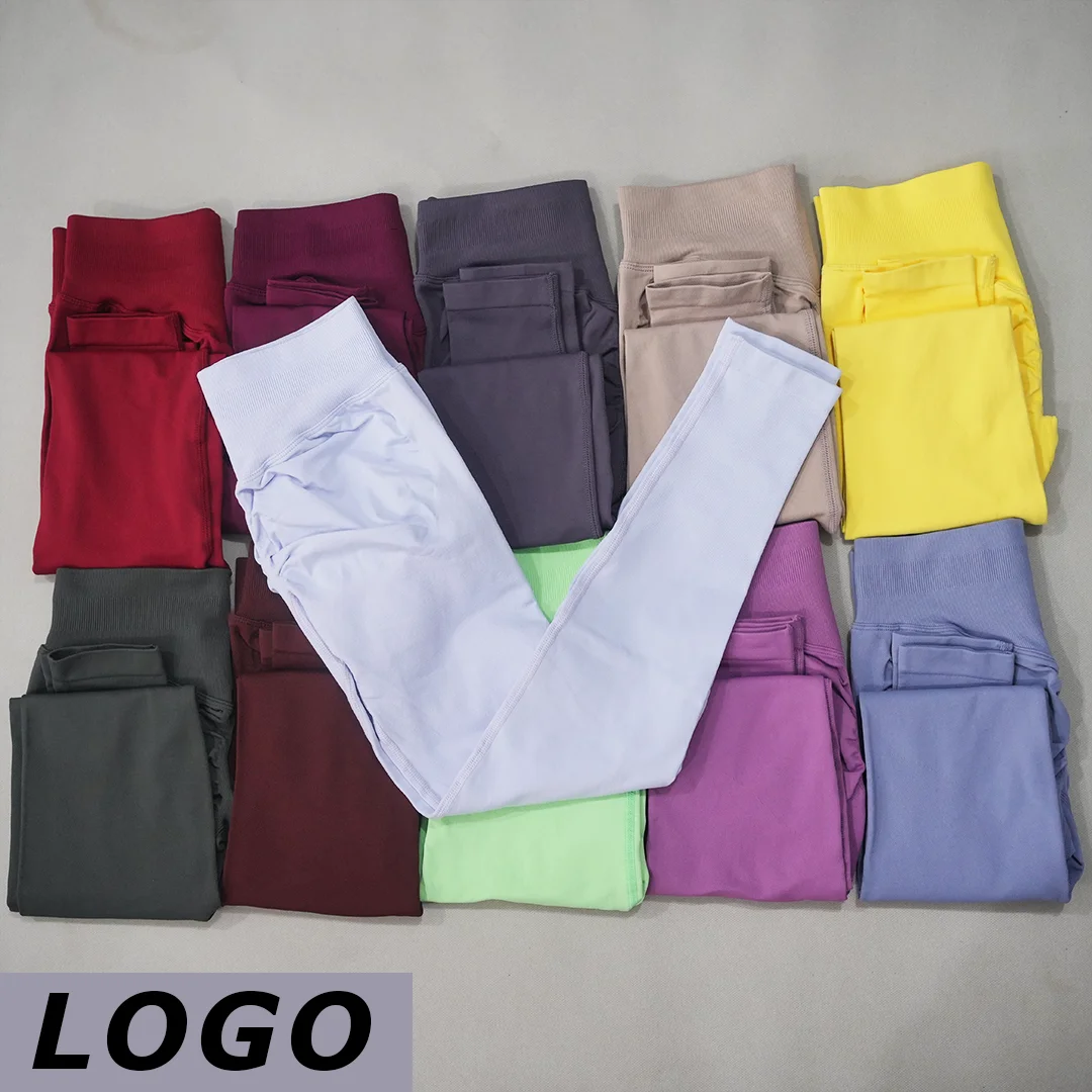 DF LOGO Women High Waist Seamless Yoga Leggings Butt Lift Tummy Control Compression Quick Dry Slim Pants Gym Running Fitness