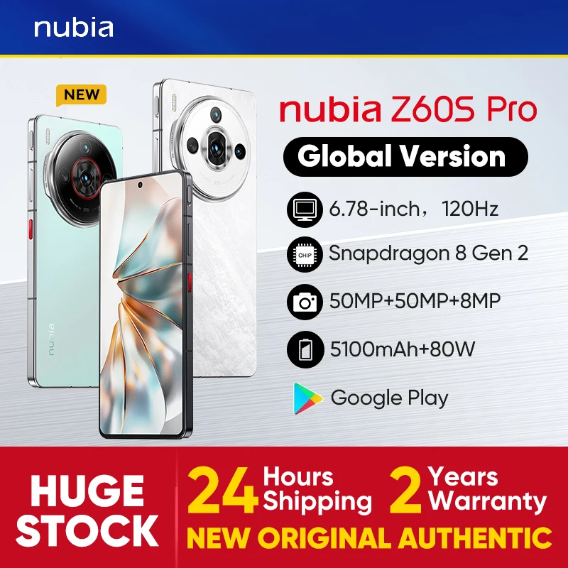 Nubia Z60S Pro Smartphone Snapdragon 8 Gen 2 6.78'' 120Hz Display 5100mAh Battery 50MP Camera Google Play Store Global Version