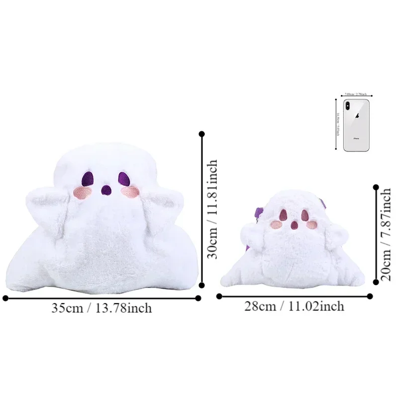 Halloween Ghost Plush Backpack for Girls,Soft Plush Stuffed Animal Bag Purse, Cute Plushie Bags for Kids Baby Napkins Snack Bag