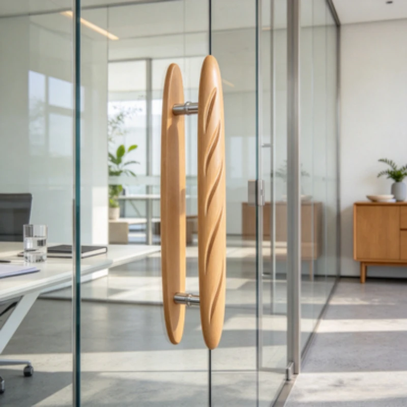 Wood Sliding Door Handle Chinese Style Bar Pull Double Sided Minimalist Raw Wood Bar Pull Handle Solid Wood Cabinet Hardware