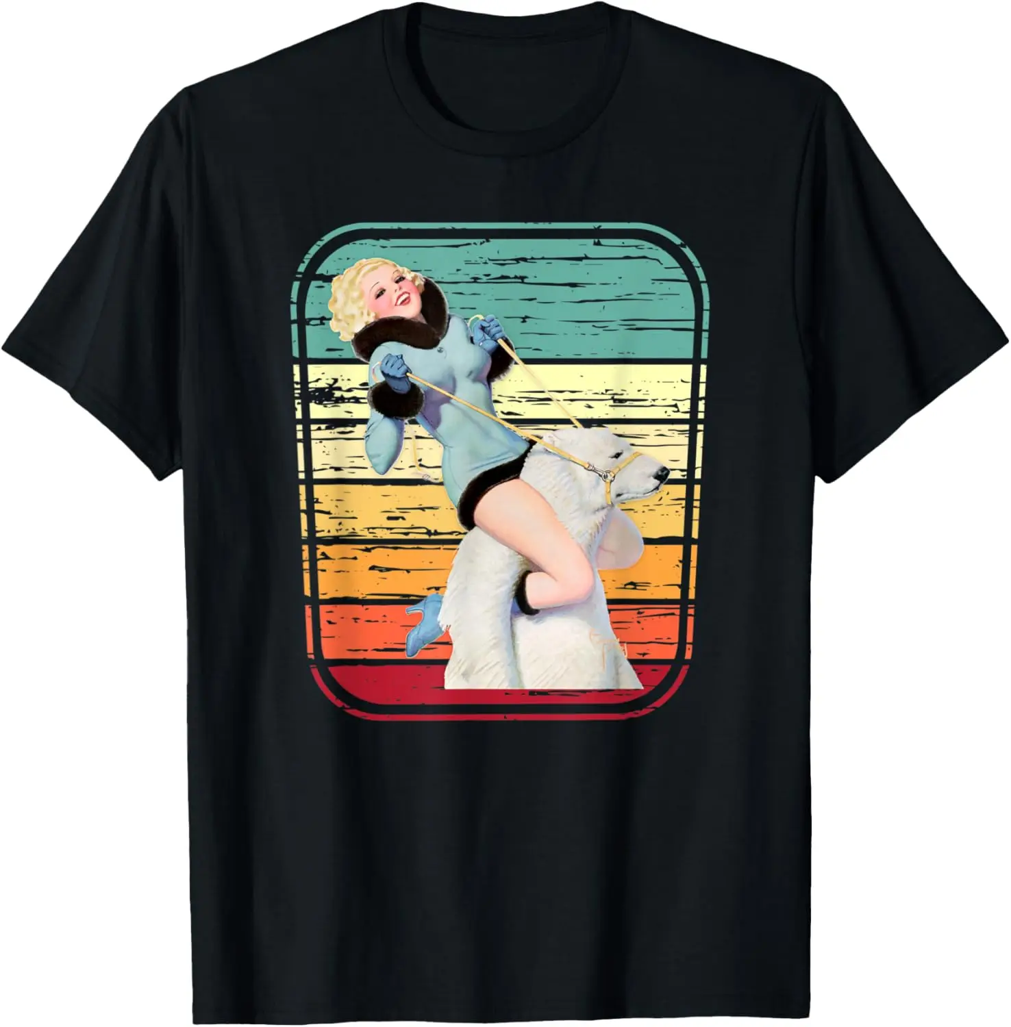 

Pin-Up Riding A Polar Bear Vintage Sexy T-Shirt