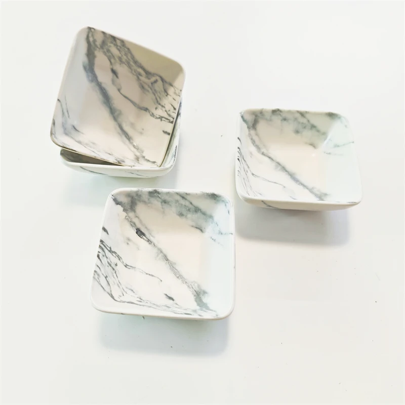 Ceramic Square Condiment Dish Creative Marble Pattern Seasoning Dish Sauce Wasabi Snack Plate Home Kitchen Supplies Tableware