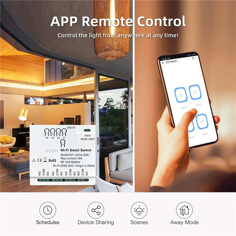 

B29C-3X 4CH Ewelink Wi-Fi умный переключатель RF433 85-265 В 2,4G Wi-Fi Smartlife модуль домашней автоматизации для IFTT Alexa Google Home