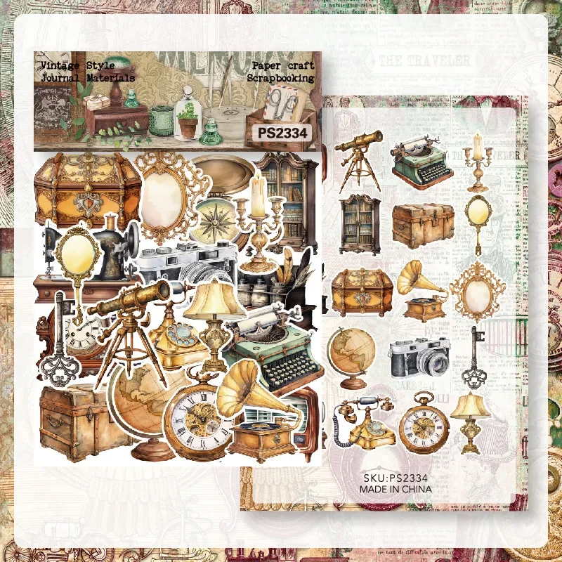 40pcs Vintage Middle Ages/Fairy Elf/Travel Memory Stickers Die Cuts Sticker Collection Kit DIY Scrapbooking Planner/Card Making