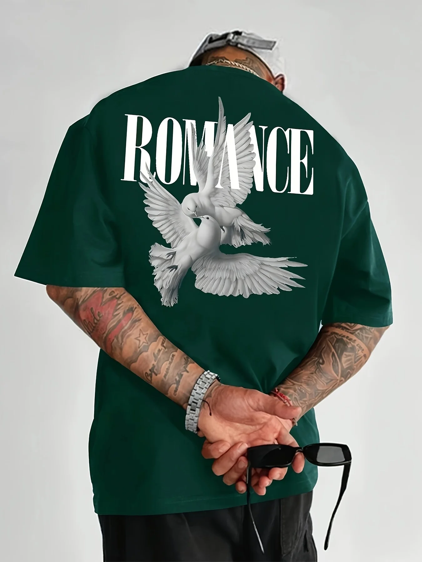 Summer Men's Simple Casual Sportive Loose Fit Multi-Purpose Dove-Print Tshort- Men's Clothing cotton Tshort men clothing Tops