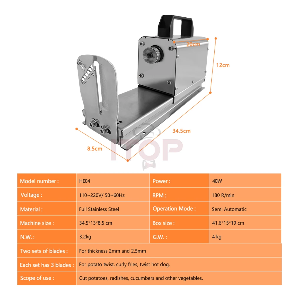 ITOP Tornado Potato Slicer Spiral Potato Cutter Machine 3 in 1 Semi-automatic Potato Chips Cutting Machine 110V-240V New Arrival